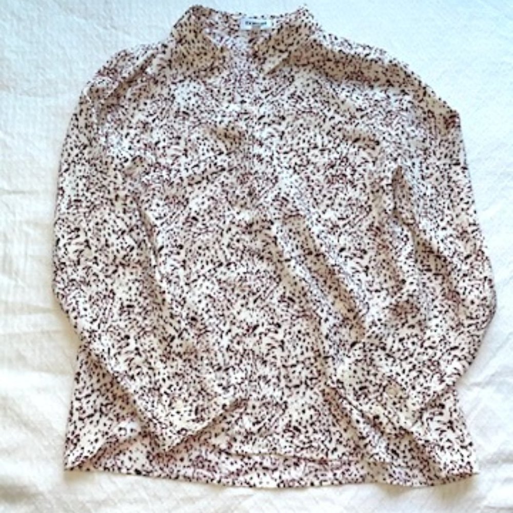 Express Patterned Button Down Blouse